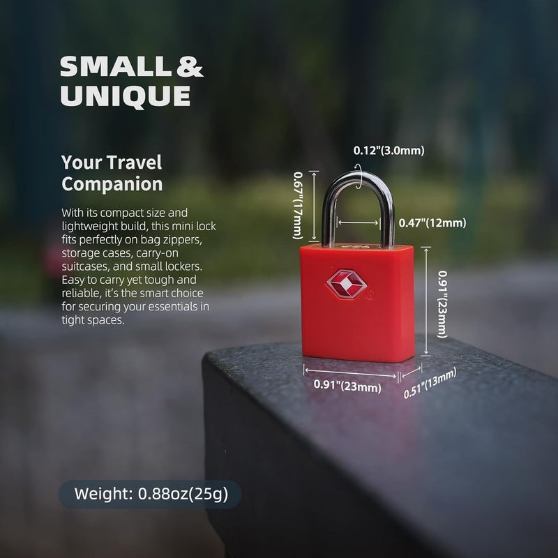 UP Security TSA Locks for Luggage with Key, Travel Luggage Locks TSA Approved 4 Pack, Small Padlock with Key, Same Keyed Mini Padlock for Suitcase, Backpack, Bag, Purse, Tent, Zipper, Tool Box (Red) - Image 4